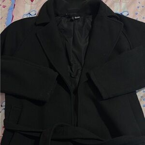 H&M Tie Belt Felted Peacoat